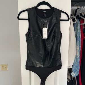 Express Black Textured Bodysuit